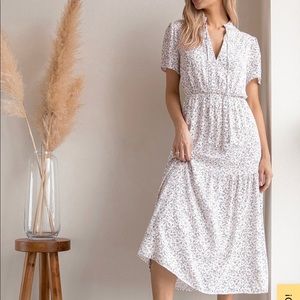 Lulus Flourish with me white floral print tiered midi dress